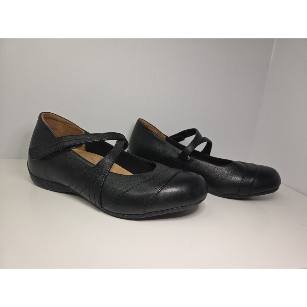 Ziera New Women Blk Leather MaryJane Sz 41/ US 10.5 Hook Loop Close Comfy Work